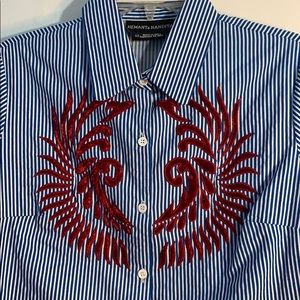 velvet and striped Anthropologie Top